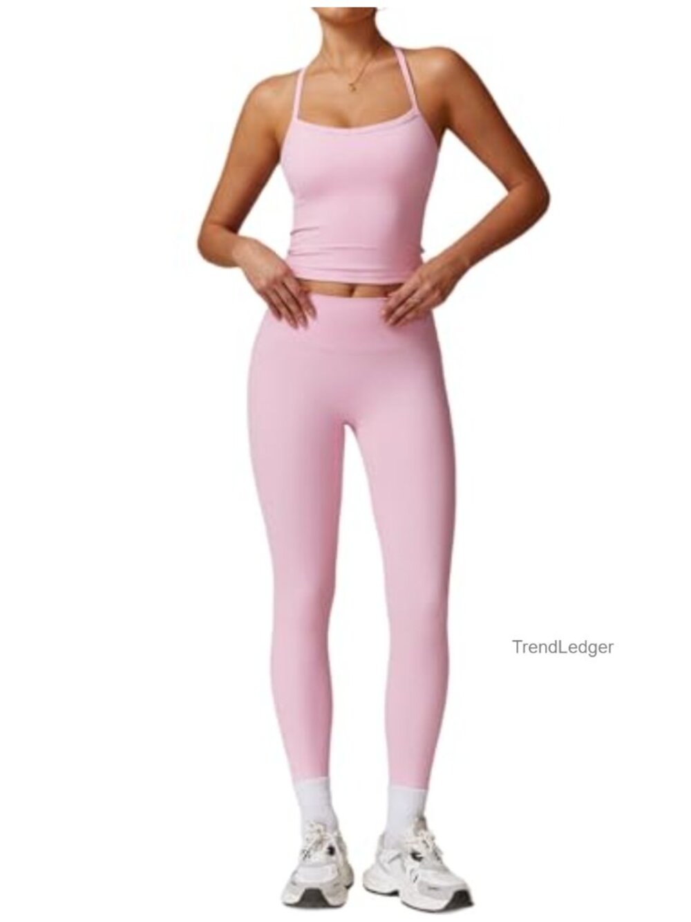 Women's 2 Piece Workout Set Cross Back Tank High Waist Leggings